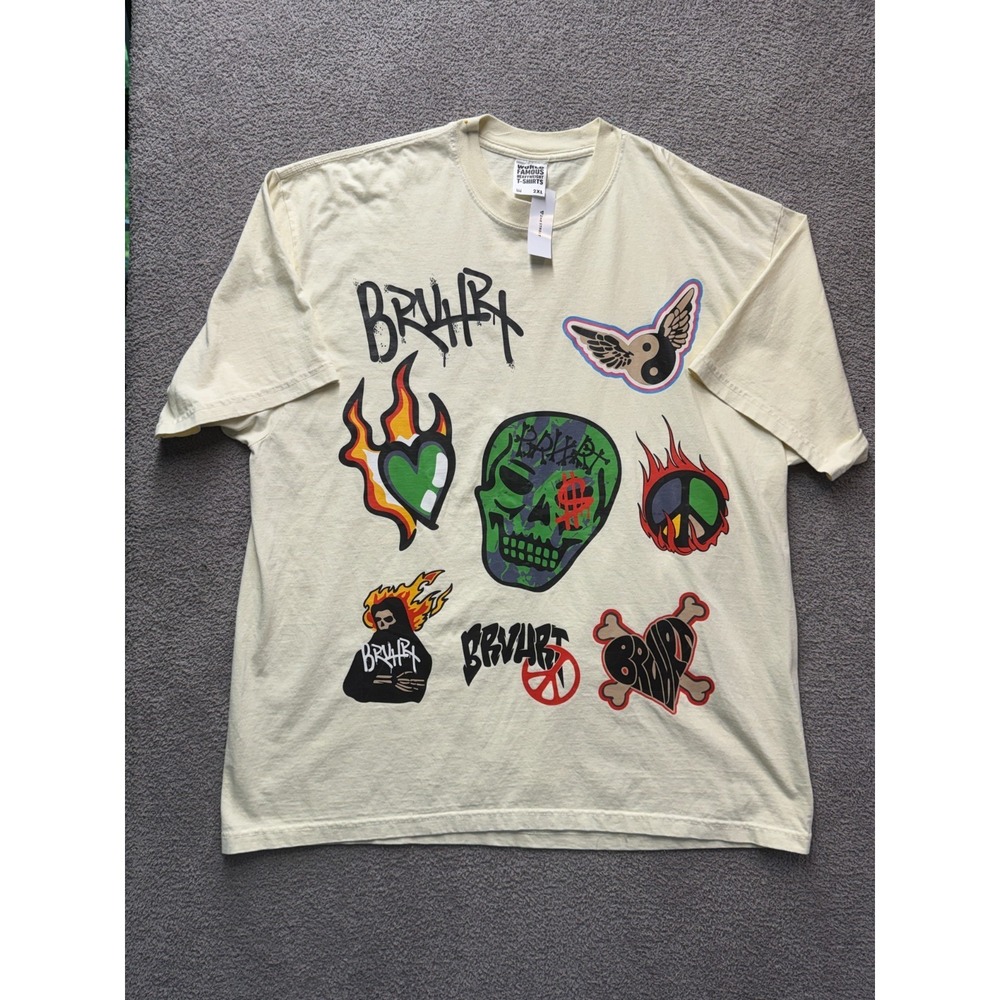 Streetwear Graphic Tee 2XL Skull Flames Heart Ying Yang Oversized Shirt